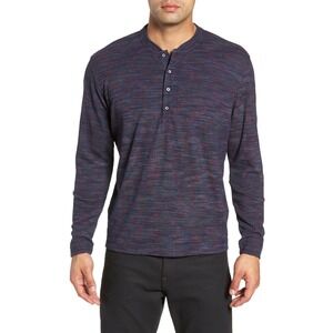 Robert Graham Forster Henley Mens XL Navy Space Dye Knit Coastal Casual